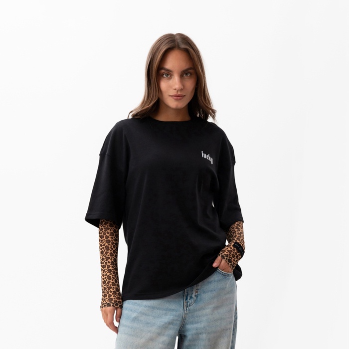 Футболка женская MIST Lucky р. L-XL, черный - Фото 1