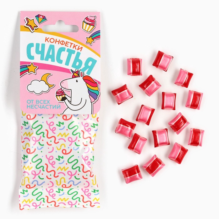 УЦЕНКА Леденецы в пакете с европодвесом «Конфетки счастья» вкус малина 30 г - Фото 1