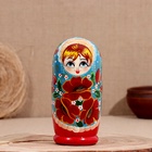 Матрёшка "Весела", голубойверх, низ красный, 5-кукольная, 19 см - фото 26363162