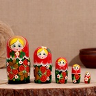 Матрёшка дерево «Весела», красная голова, низ чёрный, 5-кукольная, 14 см - фото 118610626