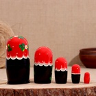 Матрёшка дерево «Весела», красная голова, низ чёрный, 5-кукольная, 14 см 10823734