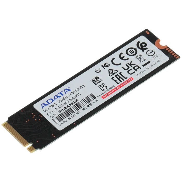 Накопитель SSD ADATA M.2 LEGEND 800 500 Гб PCIe 4.0 ALEG-800-500GCS - фото 51688135