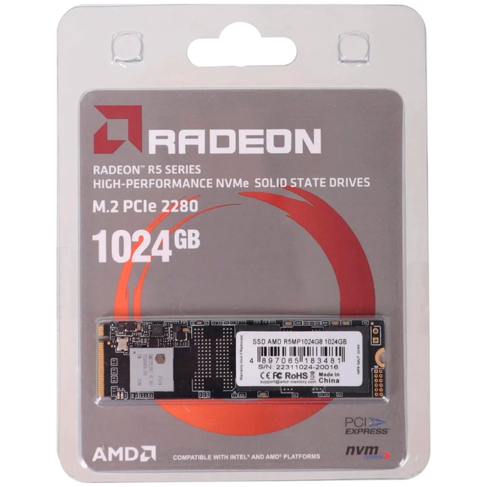 Накопитель SSD AMD M.2 R5 Series 1000 Гб PCIe R5MP1024G8 - фото 51690260