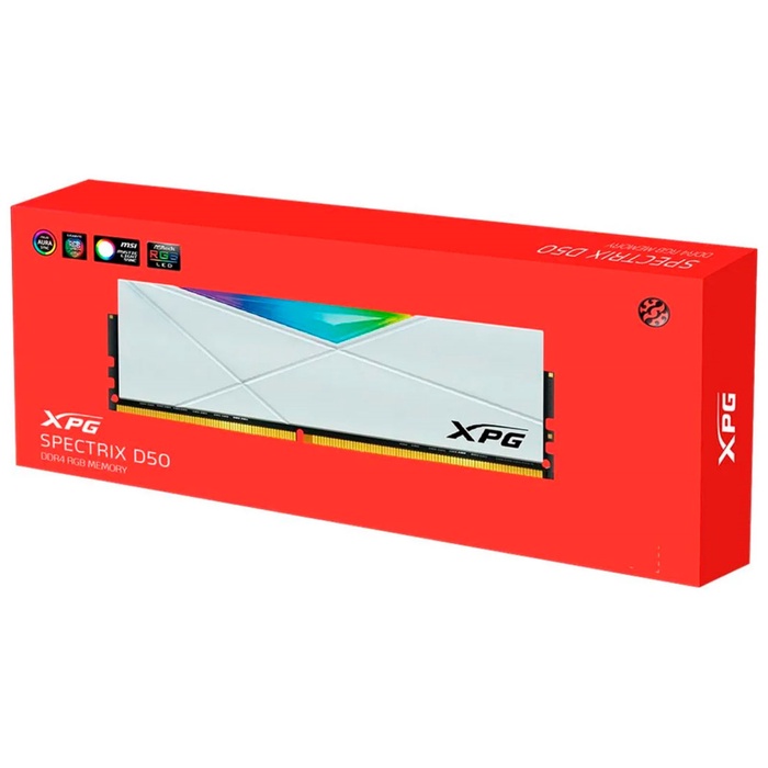 Оперативная память ADATA DDR4 8GB 3200MHz XPG SPECTRIX D50 RGB White (AX4U32008G16A-SW50) - фото 51690351