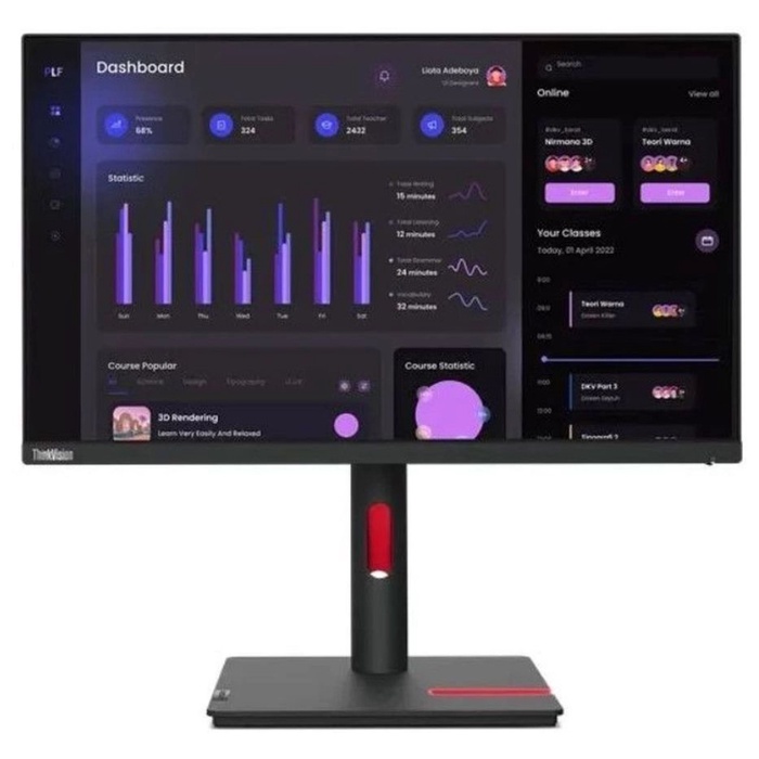 Монитор Lenovo 23.8" ThinkVision T24i-30 чёрный IPS LED 4ms 16:9 HDMI HAS Piv 250cd - Фото 1
