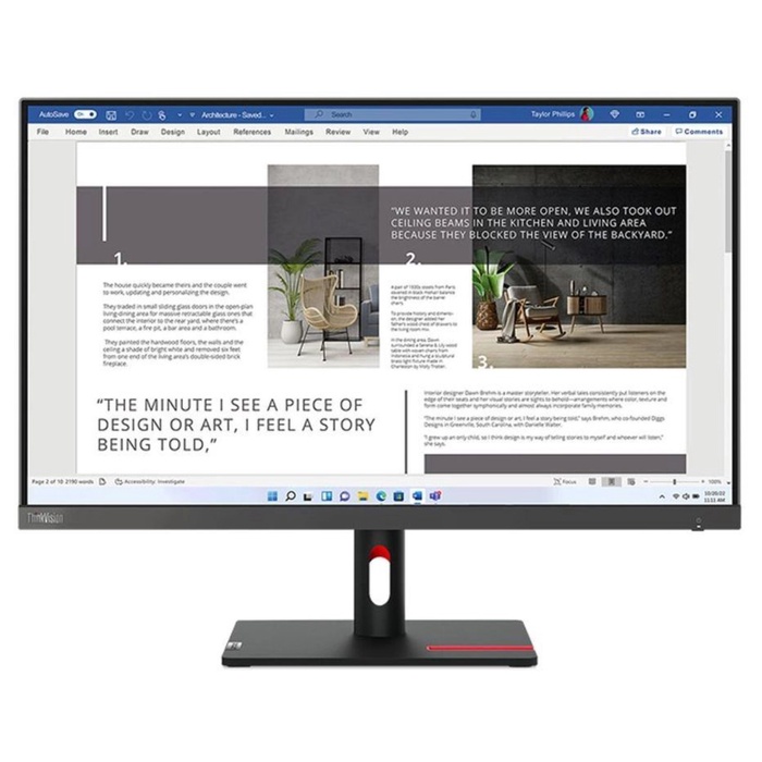 Монитор Lenovo ThinkVision S27i-30, 27", IPS LED, 16:9, 4 ms, HDMI, матовый, 1300:1, 300 cd/м², чёрный - Фото 1