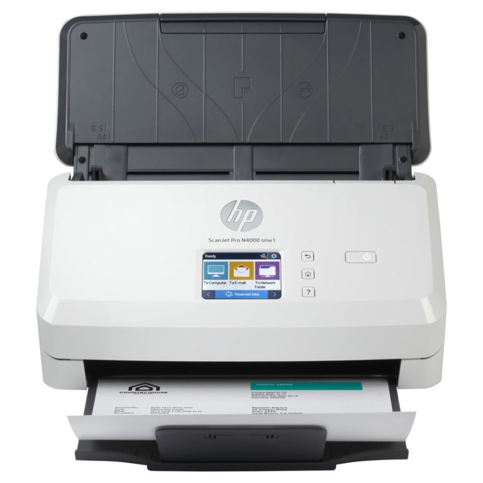 Сканер протяжный HP ScanJet Pro N4000 snw1, A4, белый/чёрный, модель 6FW08A - Фото 1