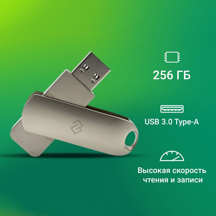 Флешка Digma 256GB DRIVE3 DGFUM256A30SR USB3.0 серебристый - фото 51693070