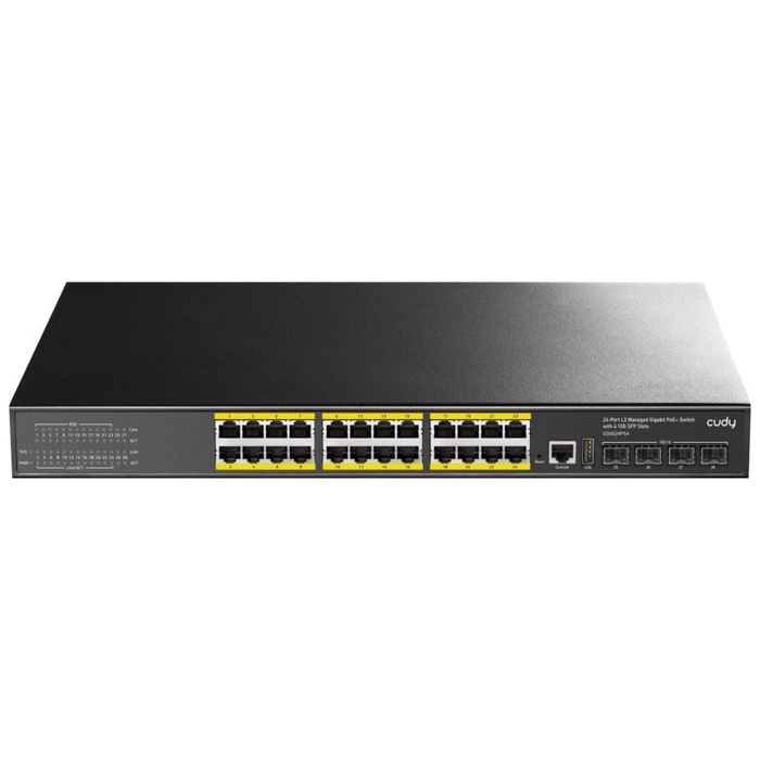 Коммутатор Cudy GS5024PS4-400W (L3) 24x1Гбит/с 4SFP+ 24PoE+ 400W управляемый - фото 51693150