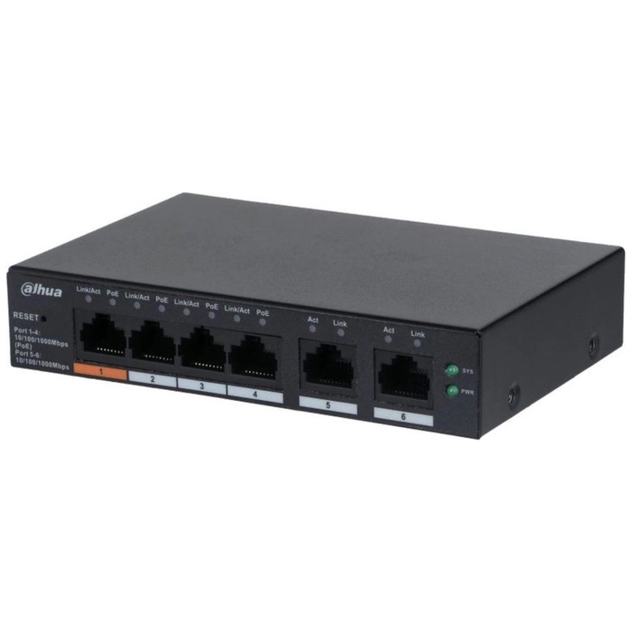 Коммутатор Dahua DH-CS4006-4GT-60 (L2) 4x1Гбит/с 2xКомбо(1000BASE-T/SFP) 60W управляемый - Фото 1