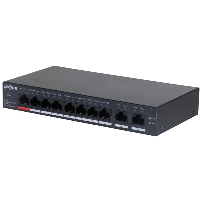 Коммутатор Dahua DH-CS4010-8ET-110 2xКомбо(1000BASE-T/SFP) управляемый - Фото 1