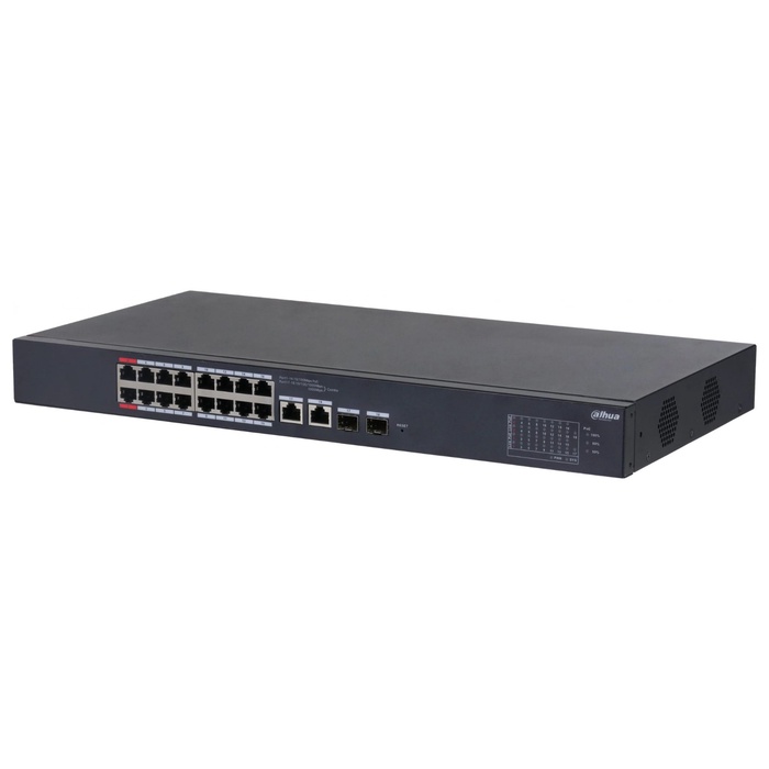 Коммутатор Dahua DH-CS4218-16ET-240, L2, 16×100 Мбит/с, 2xКомбо (1000BASE-T/SFP), 2SFP, 16PoE, 24 - Фото 1