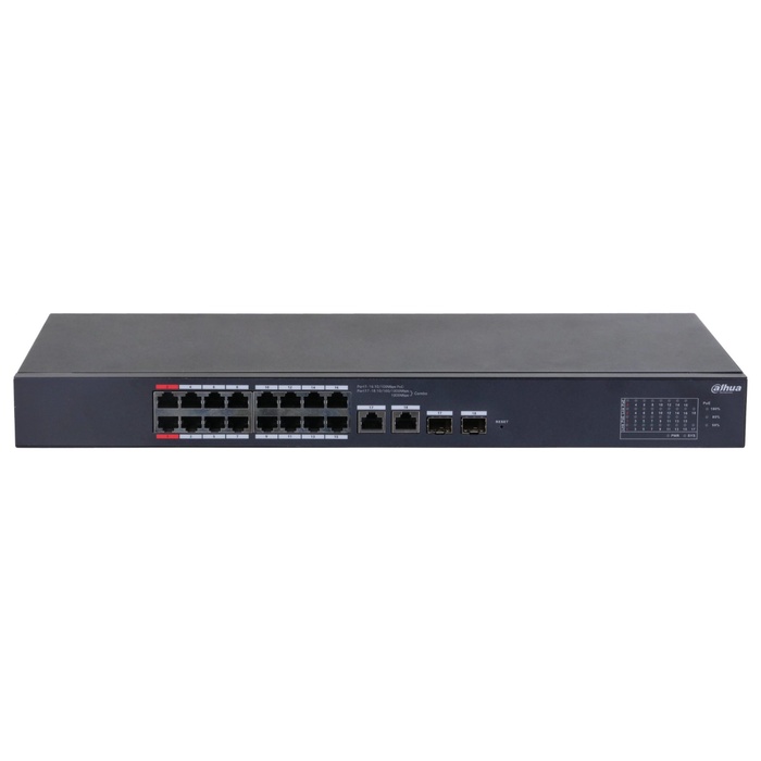 Коммутатор Dahua DH-CS4218-16ET-240 (L2) 16x100Мбит/с 2xКомбо(1000BASE-T/SFP) 2SFP 16PoE 24   108280 - фото 51693167