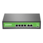 Коммутатор Digma DSP204F-2F-T80, V1 (L2), 6×100 Мбит/с, 4PoE, 4PoE+, 80 Вт, неуправляемый - Фото 1