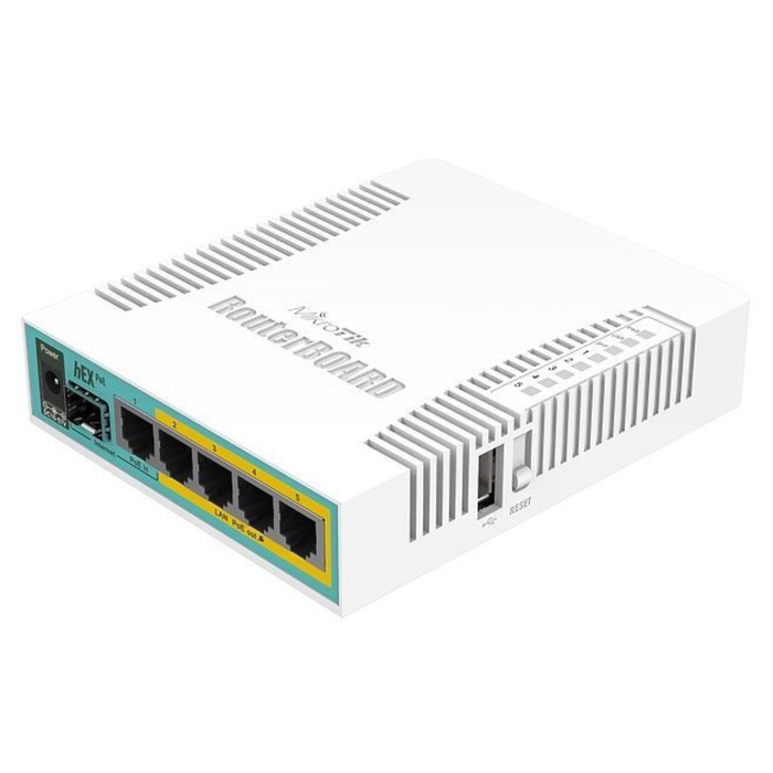 Роутер MikroTik hEX PoE (RB960PGS) 10/100/1000BASE-TX/SFP белый - фото 51693365