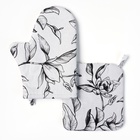 Кухонный набор «Доляна» Plant leaves: варежка 20×27 см, прихватка 19×19 см, 100% хлопок, 250 г/м² - Фото 1