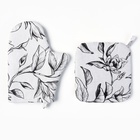 Кухонный набор «Доляна» Plant leaves: варежка 20×27 см, прихватка 19×19 см, 100% хлопок, 250 г/м² - Фото 2
