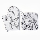 Кухонный набор «Доляна» Plant leaves: варежка 20×27 см, прихватка 19×19 см, 100% хлопок, 250 г/м² - Фото 3