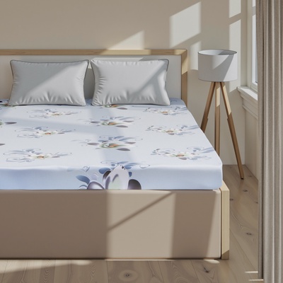 Простыня на резинке 2-спальная «Этель. Кувшинки (вид 2)», 160×200+25, бязь