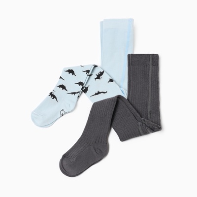 Колготки детские Крошка Я Dino, набор 2 пары, рост 86-92 см, голубой/т.серый