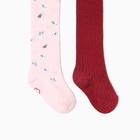 Колготки детские Крошка Я Flowers, набор 2 пары, рост 68-74 см, розовый/бордовый - Фото 2