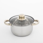 УЦЕНКА Кастрюля из нержавеющей стали Доляна «Роскошь», 1.5 л, d=17 см, с крышкой, капсульное дно 10830229