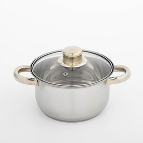 УЦЕНКА Кастрюля из нержавеющей стали Доляна «Роскошь», 1.5 л, d=17 см, с крышкой, капсульное дно 10830229