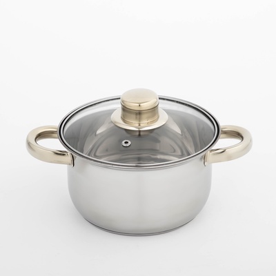 Кастрюля из нержавеющей стали Доляна «Роскошь», 1.5 л, d=17 см, с крышкой, капсульное дно