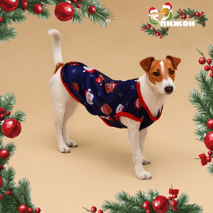 Майка для животных «Новогодняя ночь», размер L (ДС 35, ОШ 35, ОГ 45 см), синяя - Фото 1