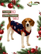 Майка для животных «Новогодняя ночь», размер XL (ДС 40, ОШ 40, ОГ 50 см), синяя - Фото 1