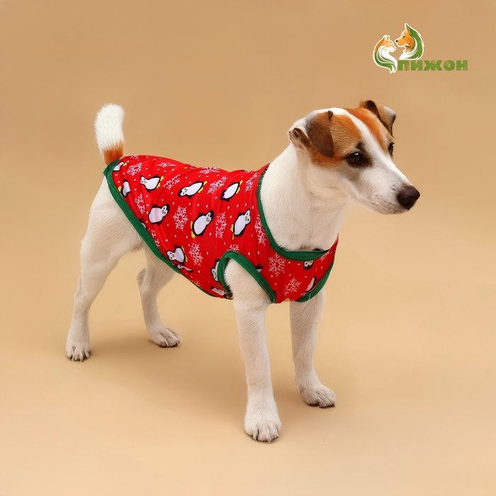 Майка для животных "Новогодняя ночь", размер 2XL (ДС 42, ОШ 34, ОГ 48 см), красная - Фото 1