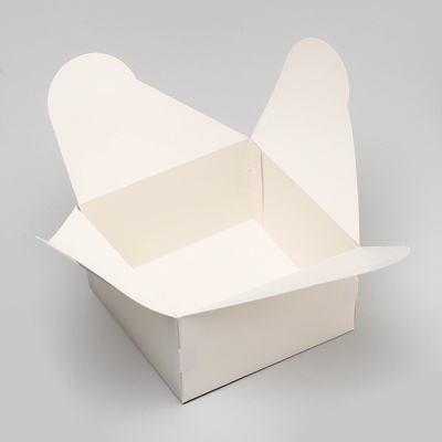 Коробка кондитерская под бенто - торт без окна, белая, 14×14×8 см