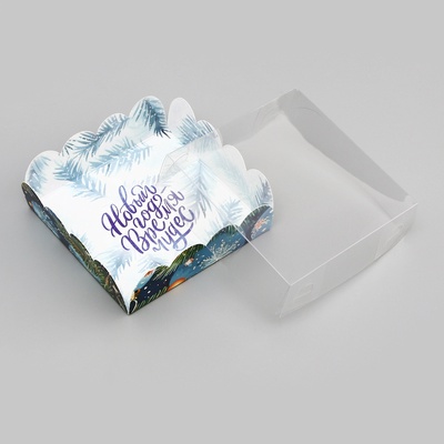 Коробка для печенья, кондитерская упаковка «Новый год», 9×9×3 см