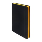 Ежедневник недатированный A5, 140 л, клетка, кожзам, на резинке, желтый срез, Черный - Фото 3