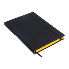 Ежедневник недатированный A5, 140 л, клетка, кожзам, на резинке, желтый срез, Черный - Фото 4