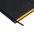 Ежедневник недатированный A5, 140 л, клетка, кожзам, на резинке, желтый срез, Черный - Фото 5