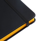 Ежедневник недатированный A5, 140 л, клетка, кожзам, на резинке, желтый срез, Черный - Фото 6