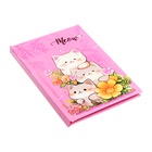 Записная книжка подарочная, 45 листов, линия, на замке Котики (16,3х12,7см) - фото 26655481