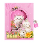 Записная книжка подарочная, 45 листов, линия, на замке Котики (16,3х12,7см) - фото 26363427