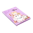 Записная книжка подарочная, 45 листов, линия, на замке Котики (16,3х12,7см) - фото 26363431