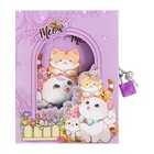 Записная книжка подарочная, 45 листов, линия, на замке Котики (16,3х12,7см) - фото 26363433