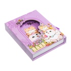 Записная книжка подарочная, 45 листов, линия, на замке Котики (16,3х12,7см) - фото 26363434