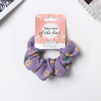 Резинка для волос «Орбита», цветы лето, 10 см, жёлто-сиреневая