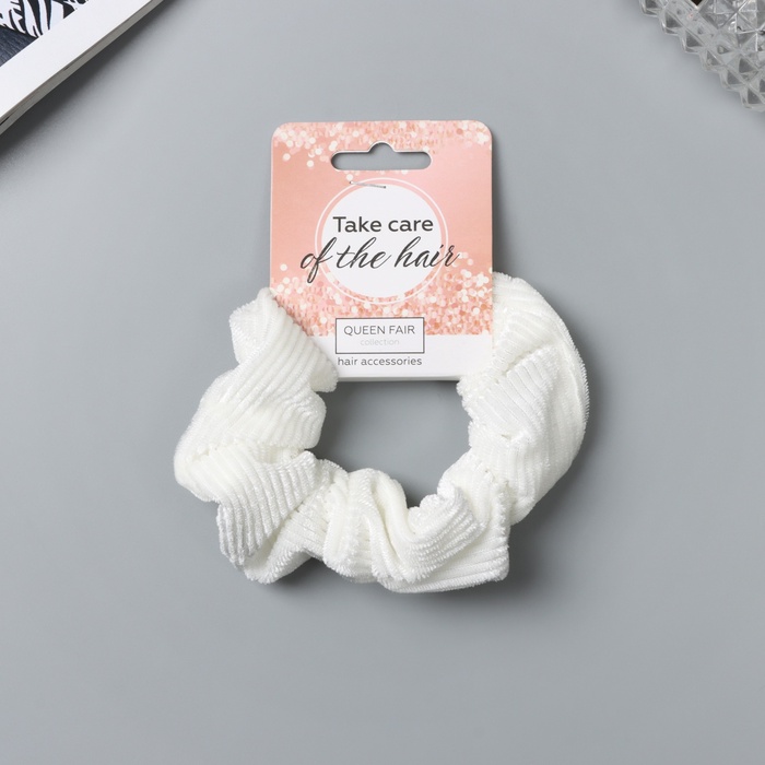 Резинка для волос «Орбита», элит полосы нежность, 10 см, белая - Фото 1