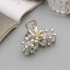 Краб для волос "Хизер" цветы галант, 4 см, серебро (6 шт) - фото 809027508