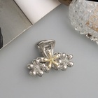 Краб для волос "Хизер" цветы галант, 4 см, серебро (6 шт) - фото 809027509