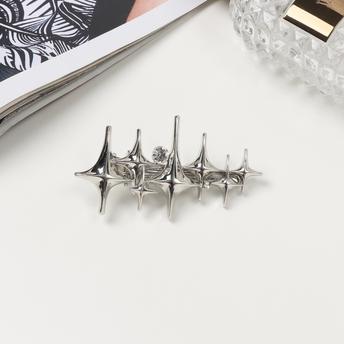 Зажим для волос «Паула», 6 см, серебро - Фото 1