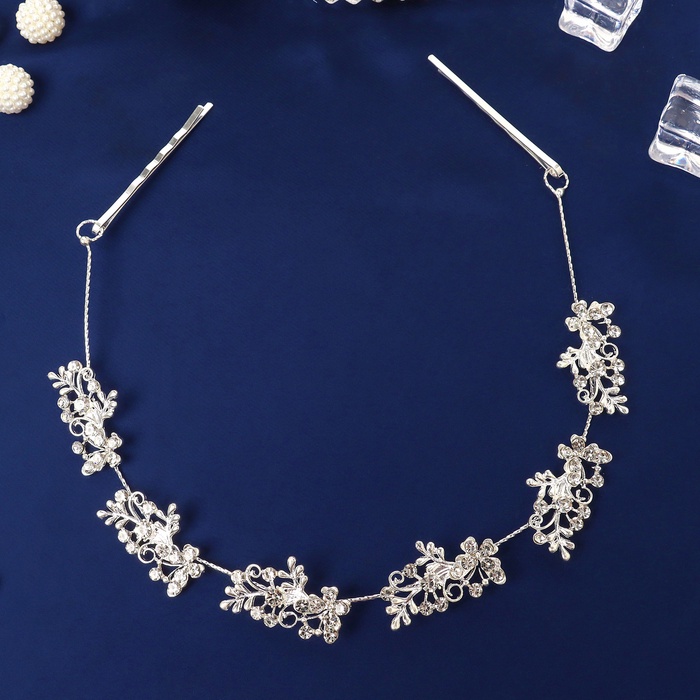 Аксессуар для волос «Джуди», бабочки веточки, 26 см, серебро - Фото 1