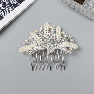 Гребень для волос QF «Келли», бабочка, 8×6 см, серебро