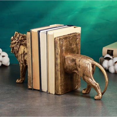 Держатель - подставка для книг «Лев», набор 2 шт., под бронзу, 19.5×33 см
